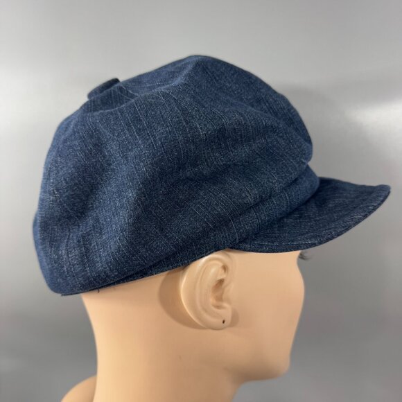 Harley Davidson Blue Denim Newsboy Gatsby Women's Hat Cap Medium Studded - Picture 4 of 13